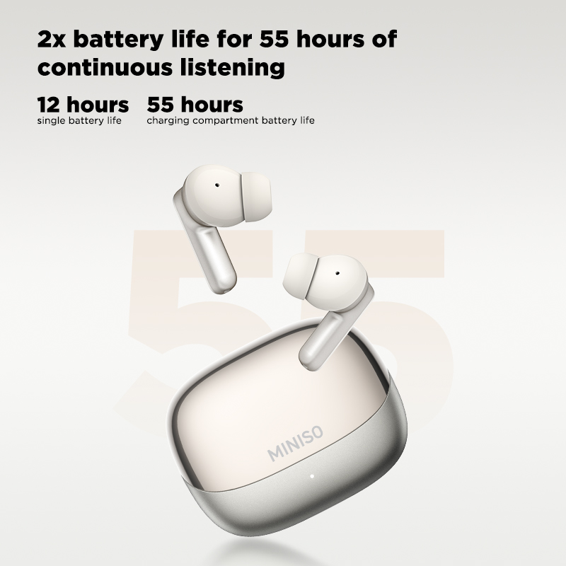 Earphones - MINISO MS106 Bluetooth-oordopjes, zachte AI-vertaler-oordopjes, draadloze