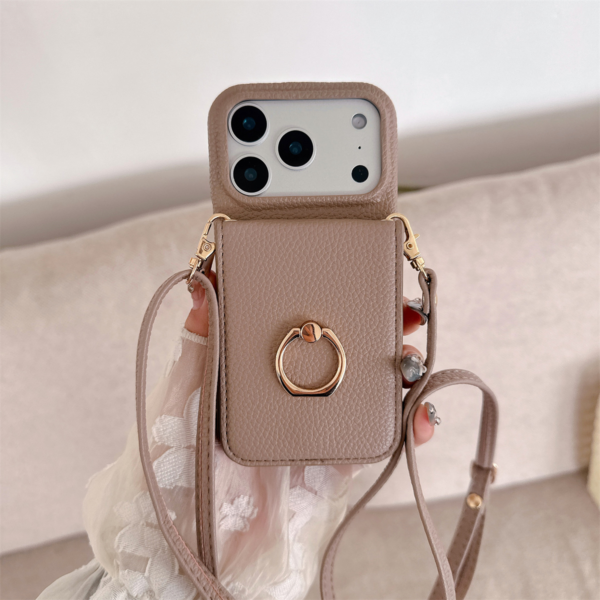 Crossbody Lanyard met Ring Kaa - Leather Wallet Card Holder Phone Cover recensie en prijs