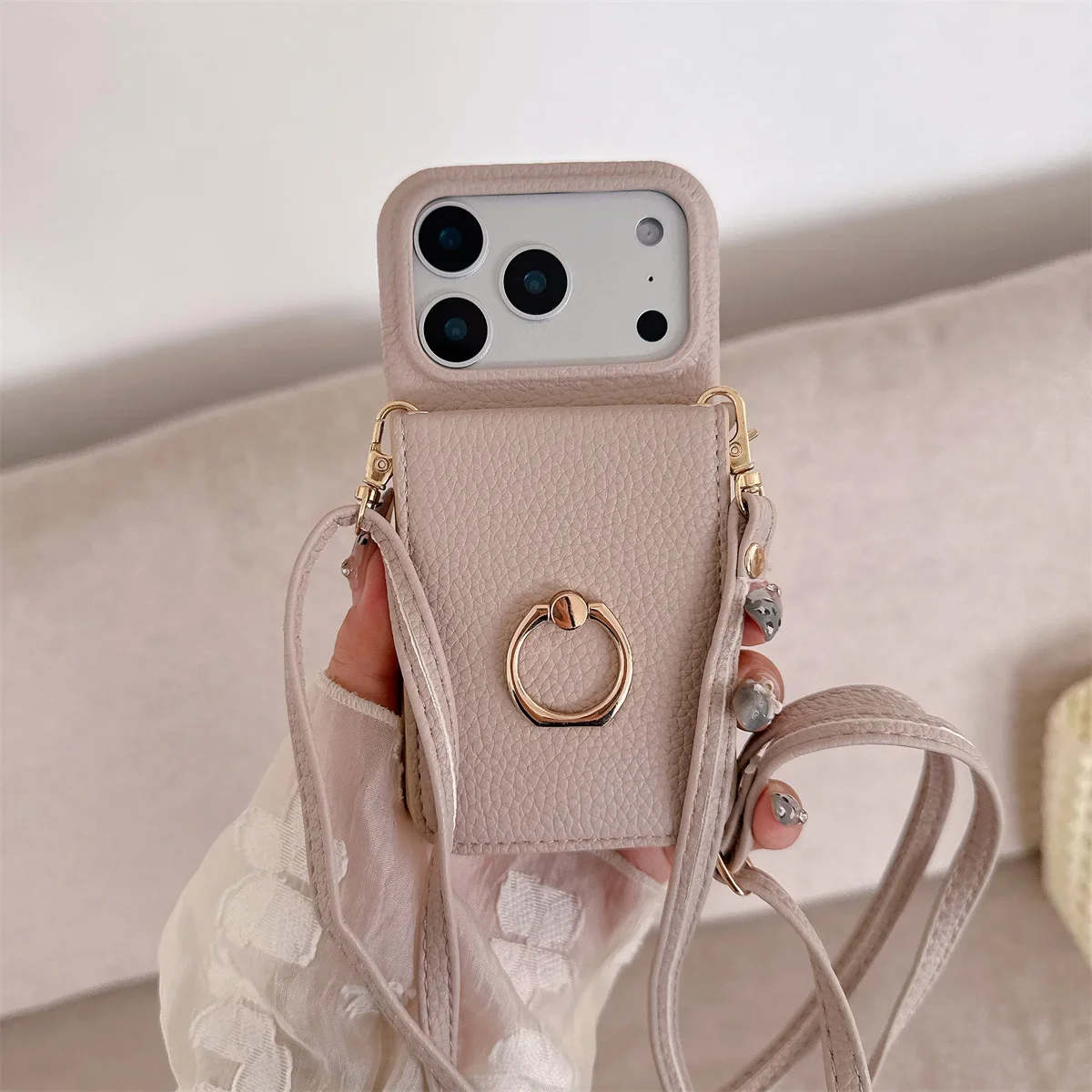 Crossbody Lanyard met Ring Kaa - Leather Wallet Card Holder Phone Cover recensie en prijs