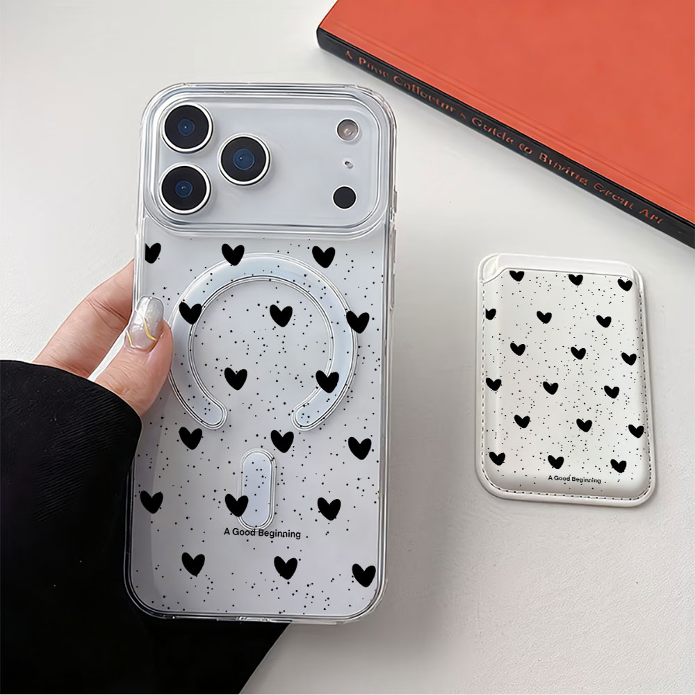 Volledig scherm Polka Dot Hart - Leather Wallet Card Holder Phone Cover recensie en prijs
