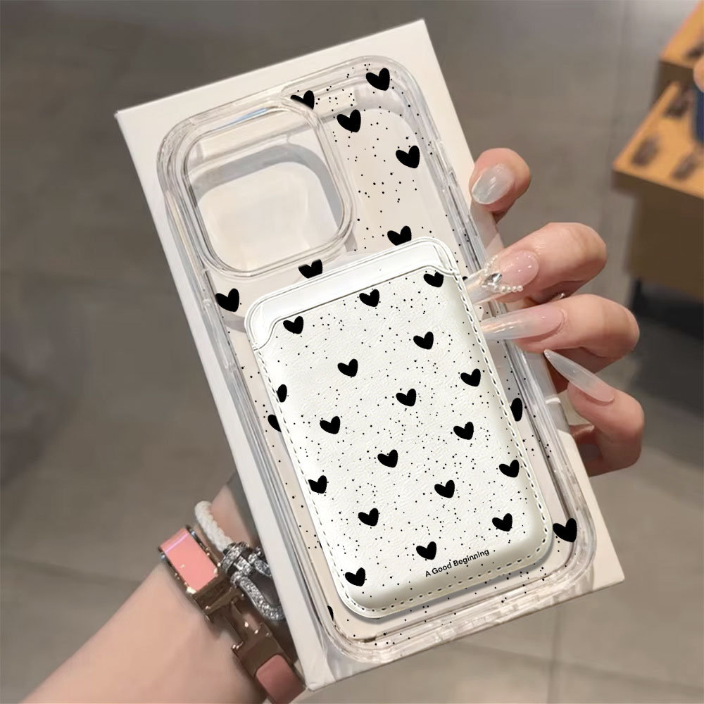 Volledig scherm Polka Dot Hart - Leather Wallet Card Holder Phone Cover recensie en prijs