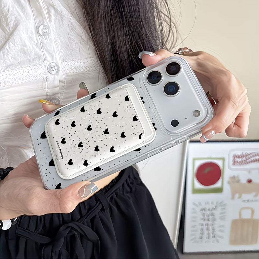Volledig scherm Polka Dot Hart - Leather Wallet Card Holder Phone Cover recensie en prijs