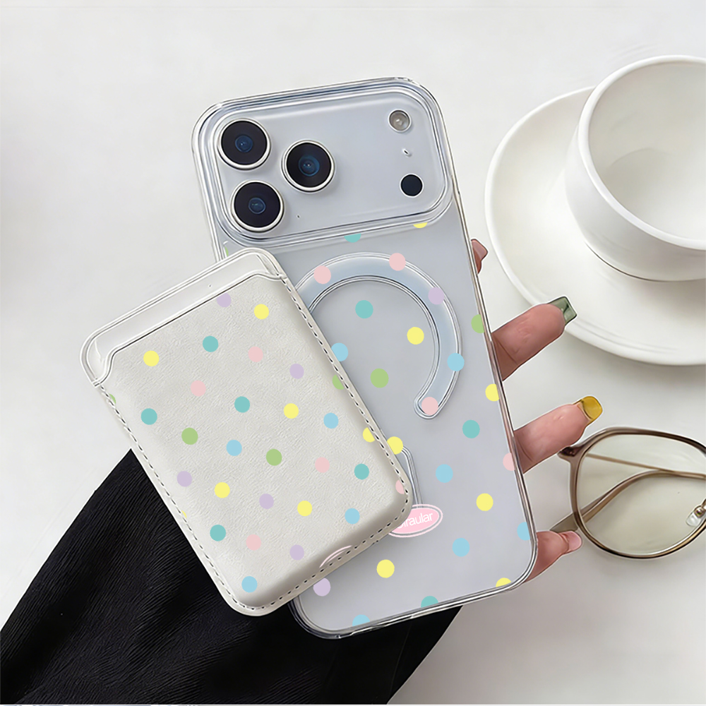 Kleurrijke Polka Dot MagSafe p - Leather Wallet Card Holder Phone Cover recensie en prijs