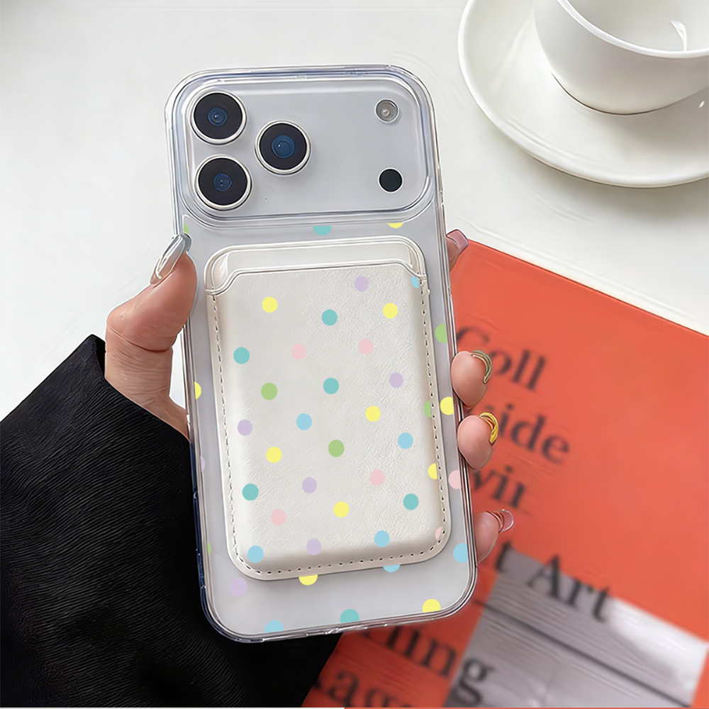 Kleurrijke Polka Dot MagSafe p - Leather Wallet Card Holder Phone Cover recensie en prijs